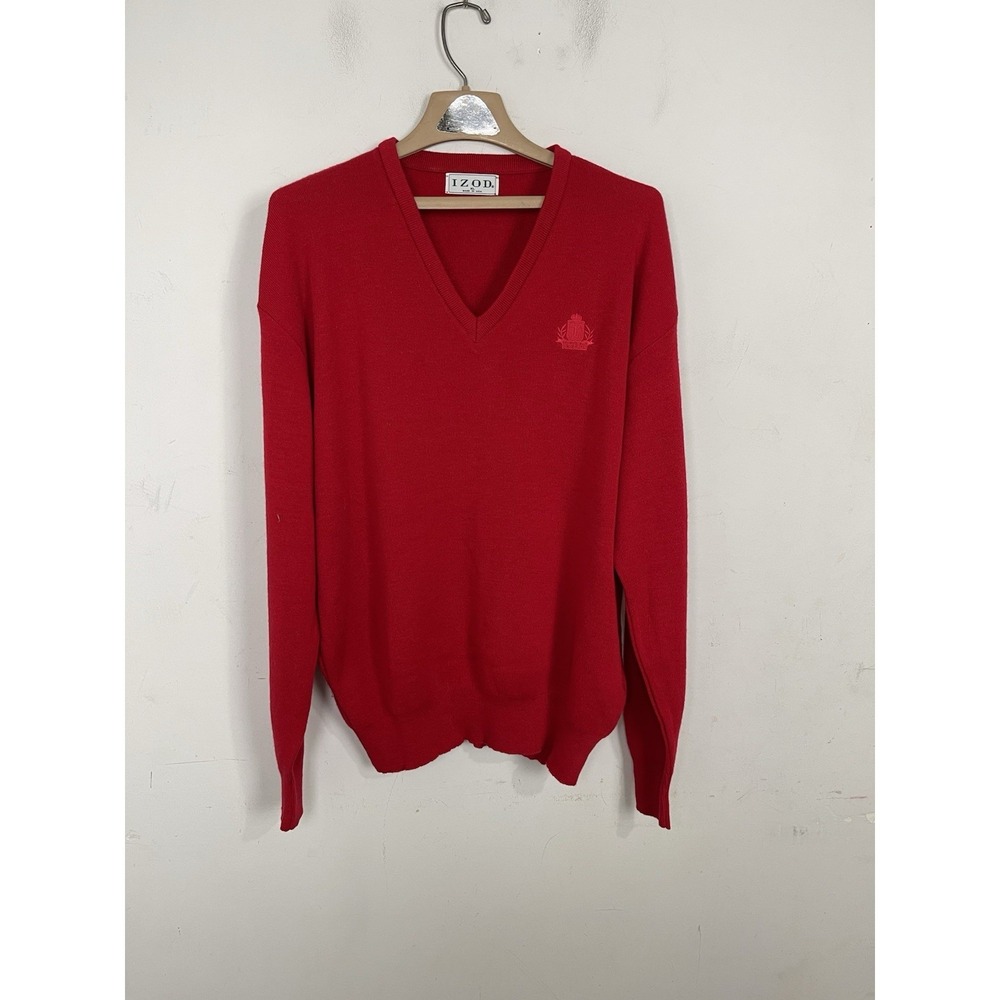 IZOD‎ Mens Sweater XL Red Golf Old Money Preppy Crest Old Money Dad Vintage USA